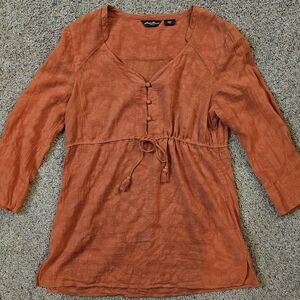 Eddie Bauer Rust Buttoned Tunic with Waist Tie
